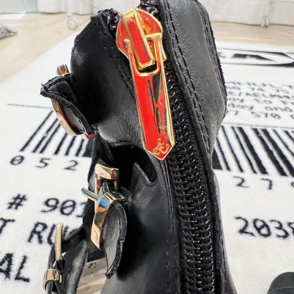 Sam Edelman Black Perth Zip-Up Strappy Gladiator Leather Stiletto Heels - Picture 7 of 7